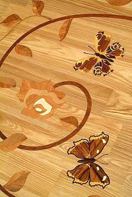 Example of Wood custom flooring : Custom inlay Butterfly, ID309 | Czar